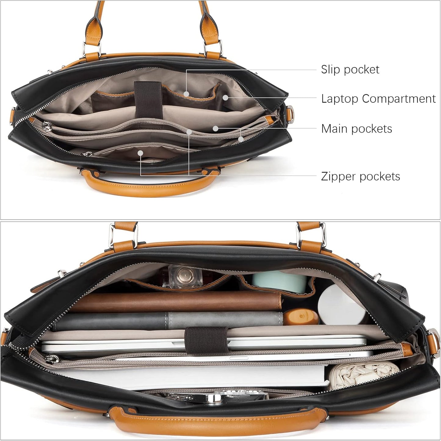 BOSTANTEN Briefcase for Women Leather Laptop Bag 15.6 inch Computer Messenger Office Business Work Tote