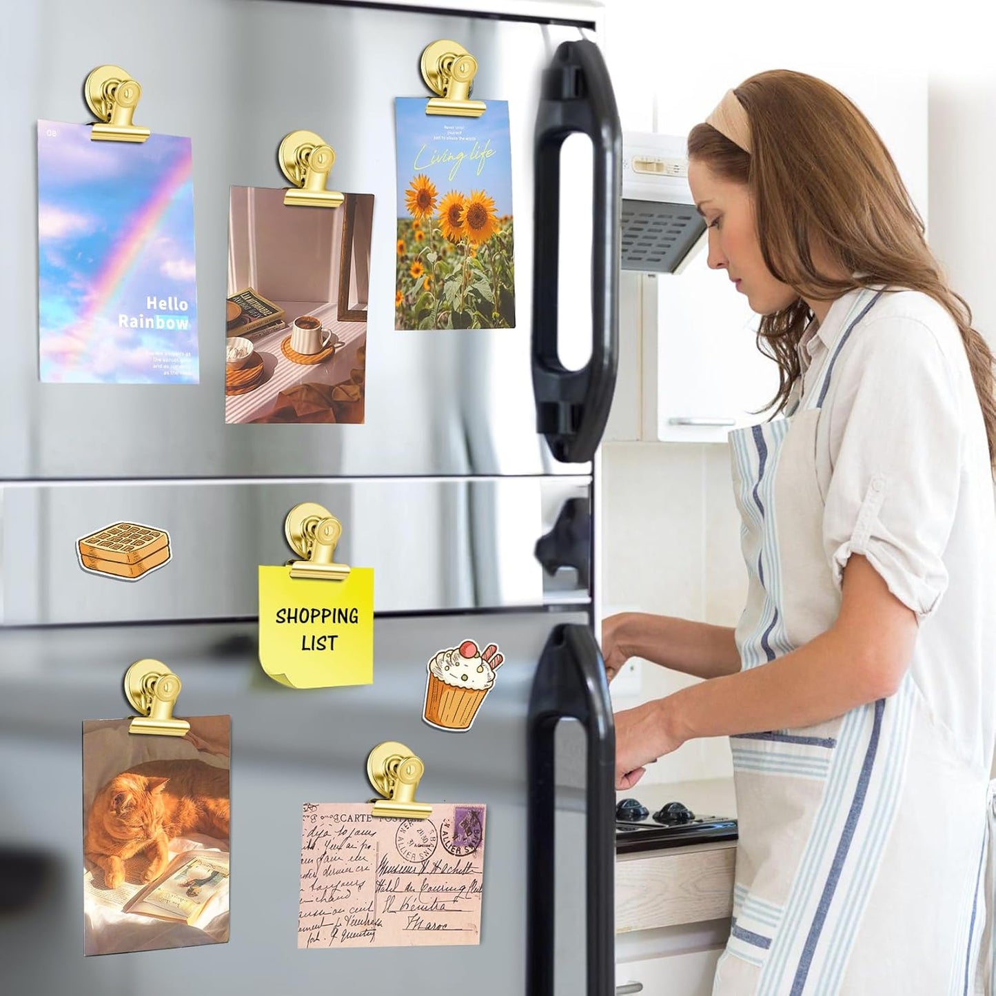 20 Pack Fridge Magnet Refrigerator Magnets, Gold Magnetic Clips Whiteboard Magnets, Magnet Clips Heavy Duty for Photo Displays, Home, Office, Classroom