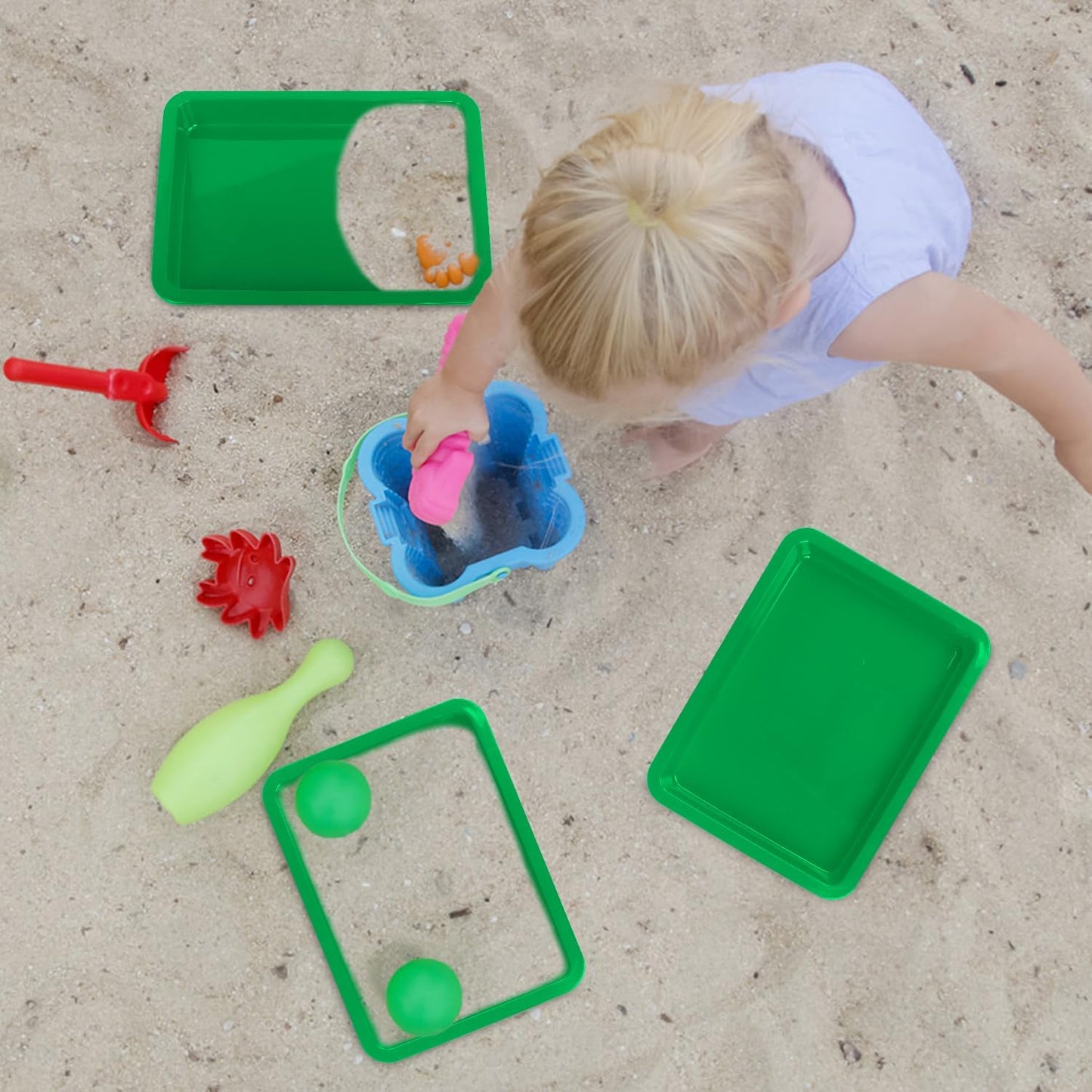 Craft Tray,24 Pack Art Trays for Kids Plastic Activity Trays Stackable Craft Trays,Shallow Craft Storage Organizer, DIY Project & Painting Tray,Art Supplies,9.45 x 7.1 x 0.98 Inch (Green)