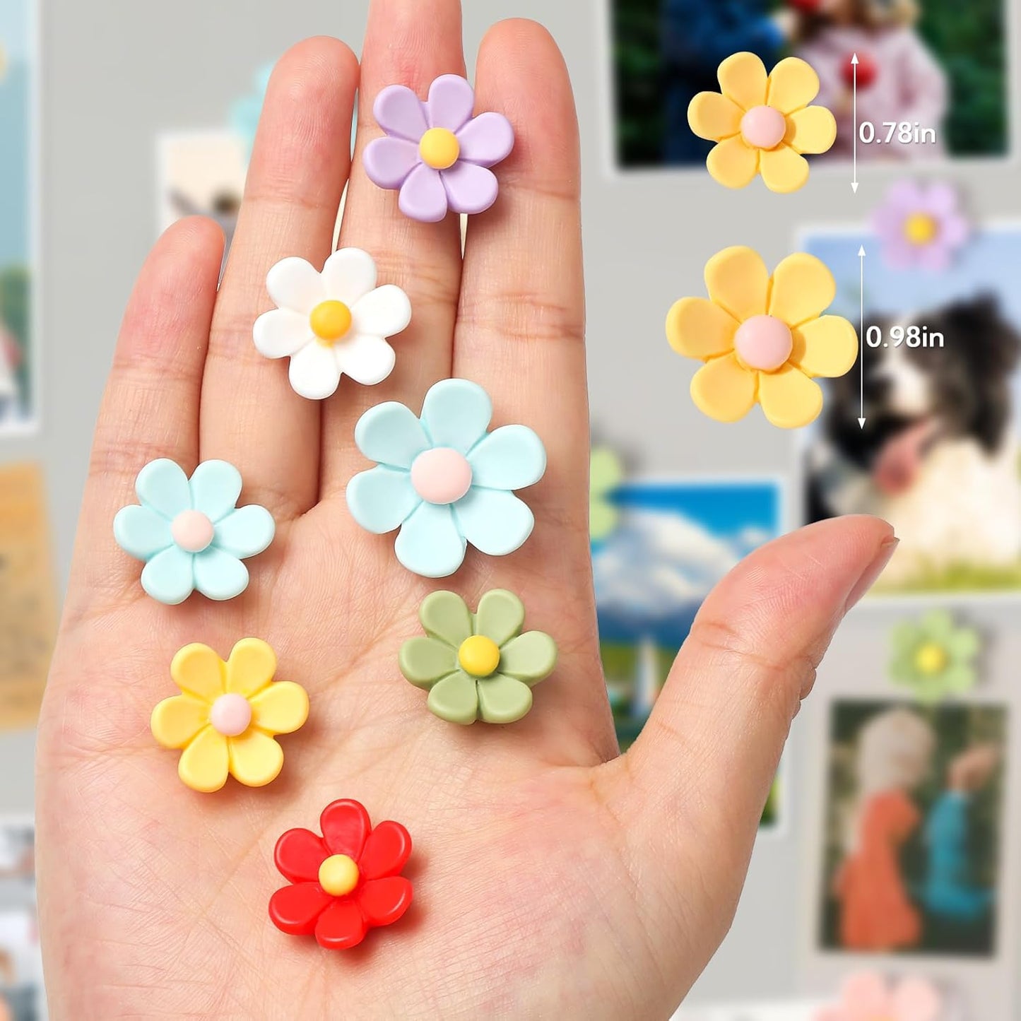 28 Pack Fridge Magnets 3D Cute Flower 7color Magnets ColorfuI Decorative Flower Colorful Cute Small ForWhiteboard Locker & Map Kitchen Office Classroom School(14 Small + 14 Large)