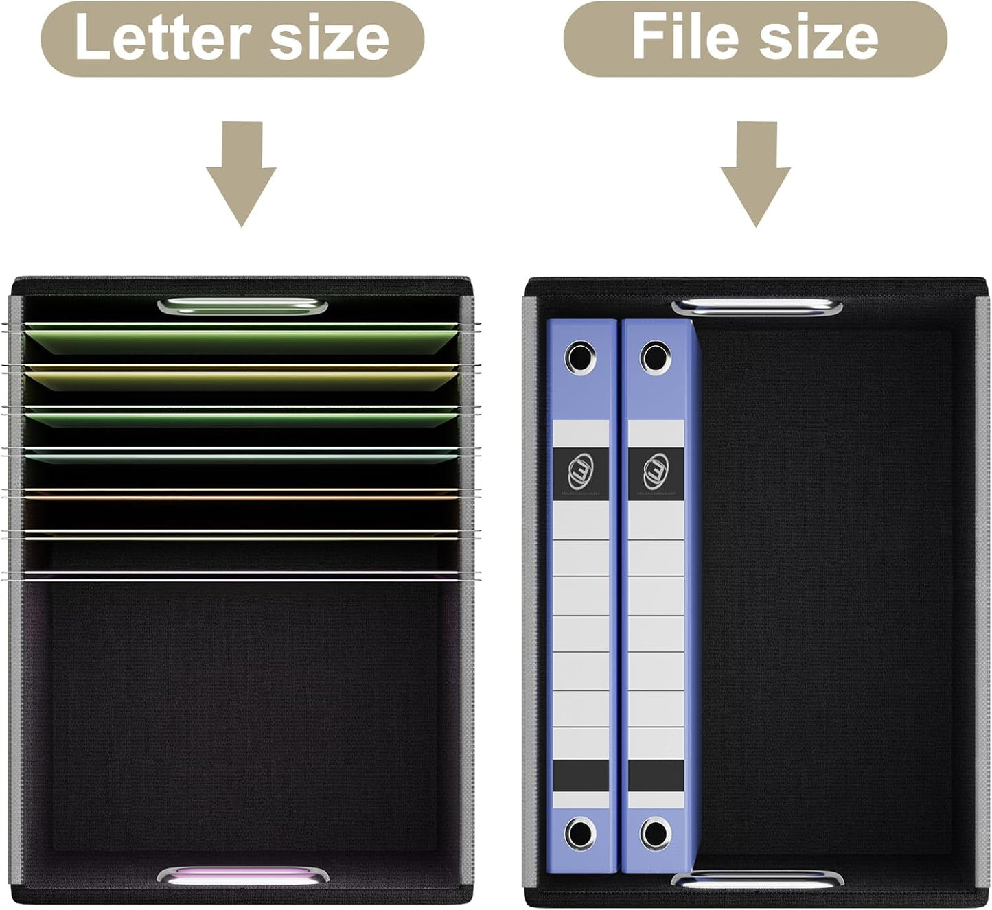 Huolewa File Organizer Boxes with Lids, Collapsible Faux Leather Hanging File Folder Box Organizer with Plastic Slide, Decorative Home/Office Filing System Boxes for File and Folders Storage