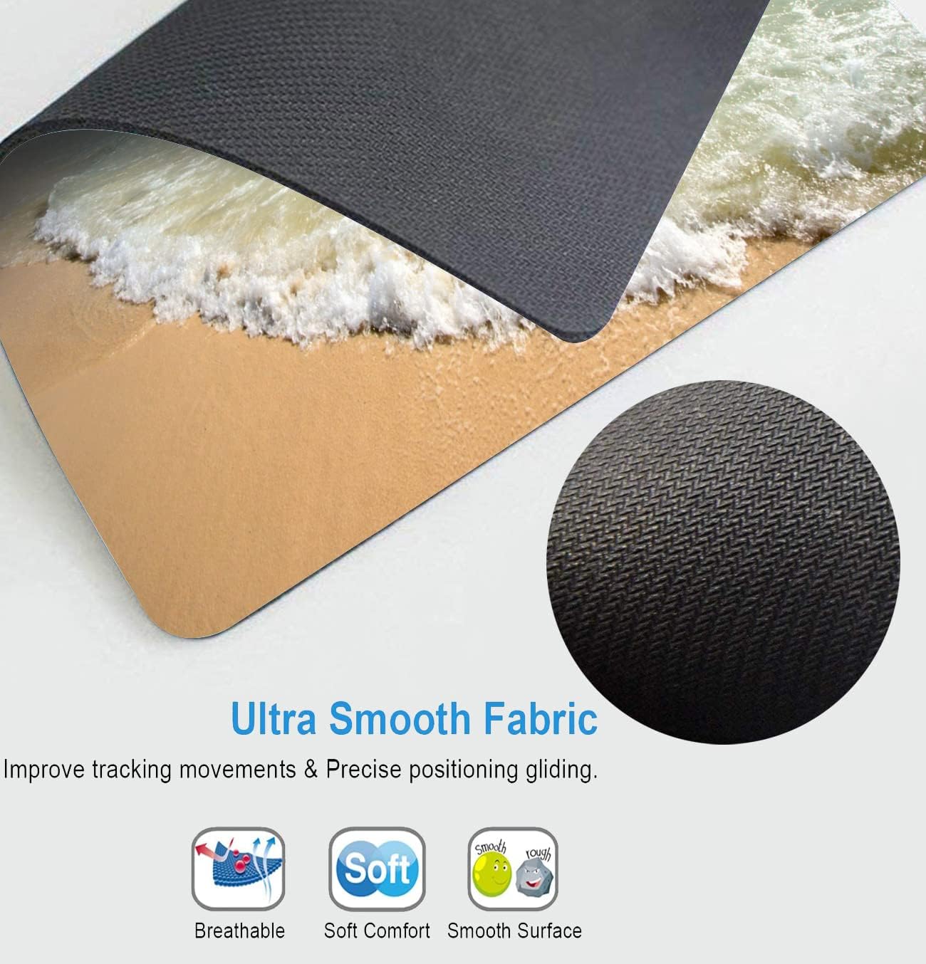 Customized Square Gaming Office Mouse Pad, Wave Beach Anti Slip Rubber Base Mouse Pad, Suitable for Desktop and Laptop Computer Mouse Pads