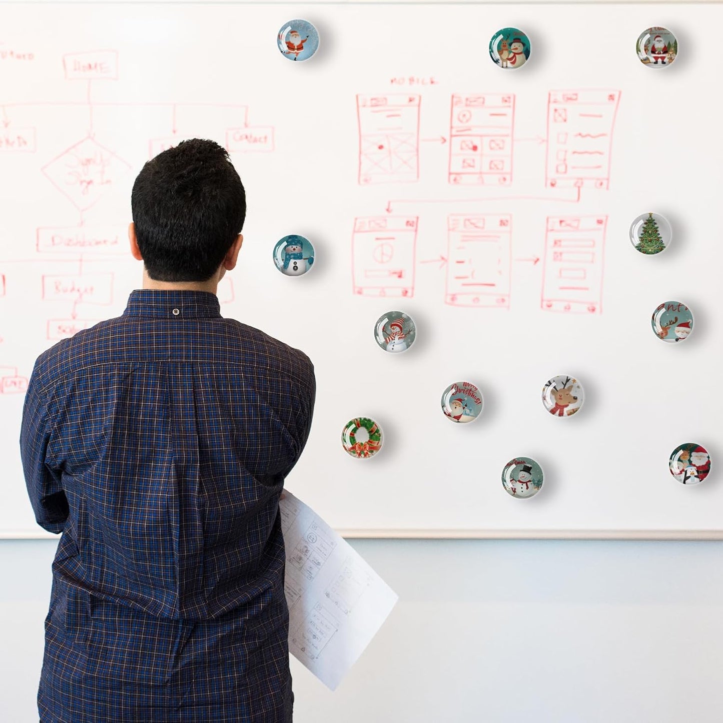 Christmas Refrigerator Magnets 12Pcs Glass Strong Magnetic Refrigerator Magnet Fridge Sticker,Crystal Fridge Magnets Decoration for Crafts,Strong Fridge Magnets for Kitchen, School