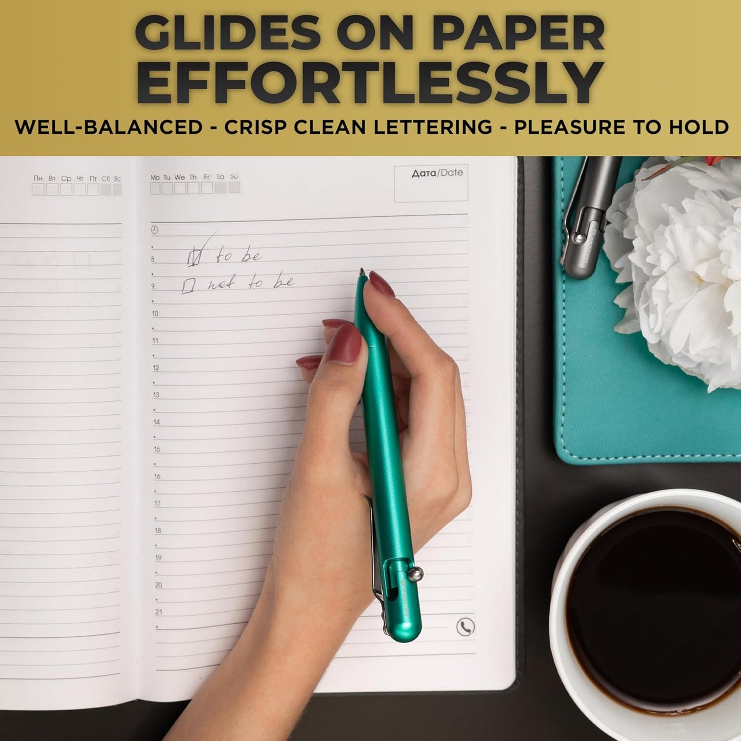 BASTION® Luxury Bolt Action Pen, Durable Professional Ballpoint Pen with Fine Tip, EDC Pen, Ink Refillable Pen for Birthday Gift, Travel Pen for School and Work