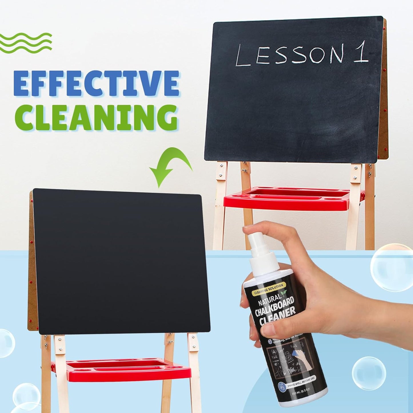 6 Sets Chalkboard Cleaner Spray and Eraser Kit 8oz Dry Erase Board Cleaner Spray Microfiber Cleaning Cloths with Sponge Erasers Liquid Chalk Markers for Whiteboard Blackboard Dry Erase Board