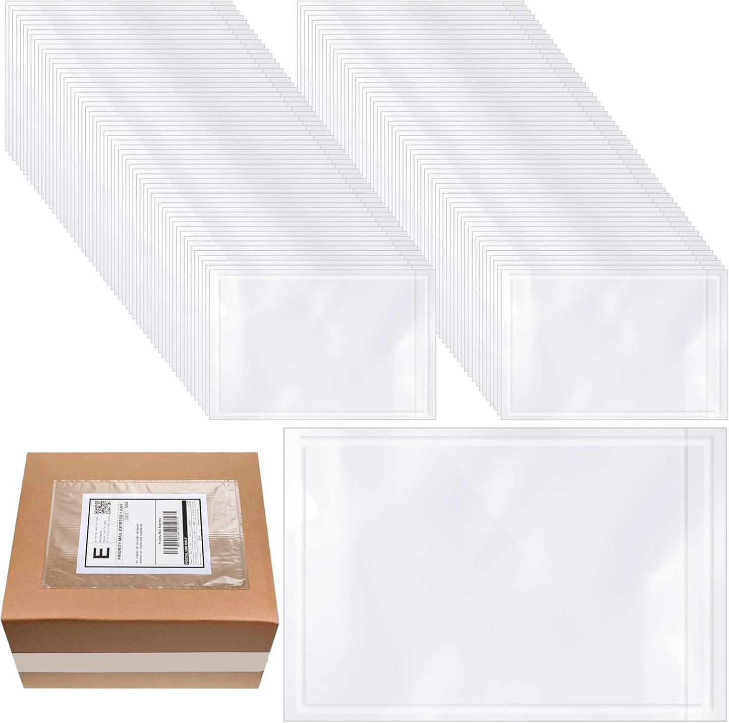 Cholemy 400 Pcs 9.5 x 12 in Clear Packing List Envelopes Shipping Pouches Mailing Shipping Label Sleeves Clear Adhesive Pockets Protectors Slip Envelope Pouches Holders Cover Enclosed Bag for Packing