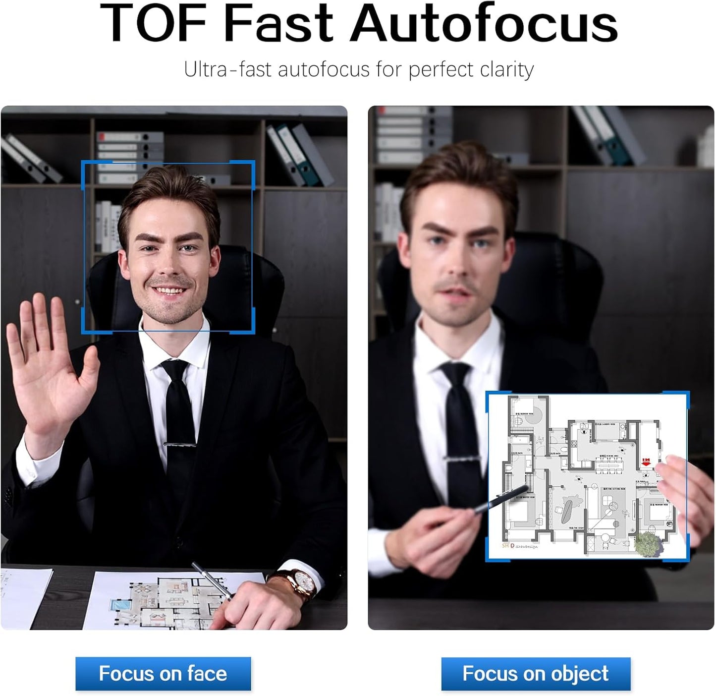 Angetube AI Webcam for PC - 1080p/2K@60FPS HD Web Camera with Remote Control, 8X Digital Zoom Webcam, Privacy Cover, TOF Auto Focus, HDR, USB 3.0 Web Cam Work with Zoom, Skype,Teams, Windows,Mac