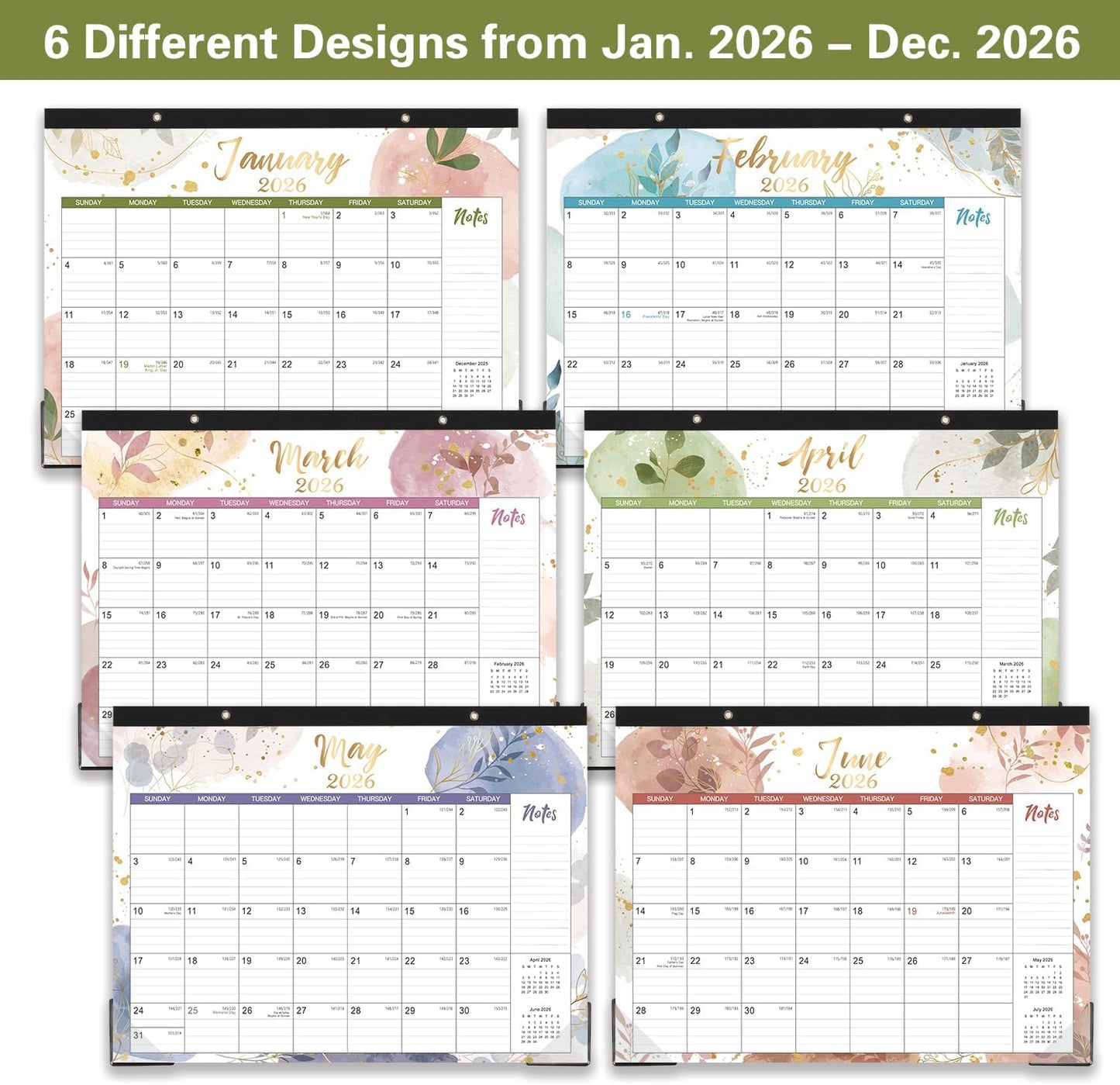 2026 Desk Calendar - Jan. 2026 - Dec. 2026, 14.6" x 11.5" Desk Calendar 2026, Desk Pad, Julian Date, Corner Protectors, Good for Work or Home Desk Organizing