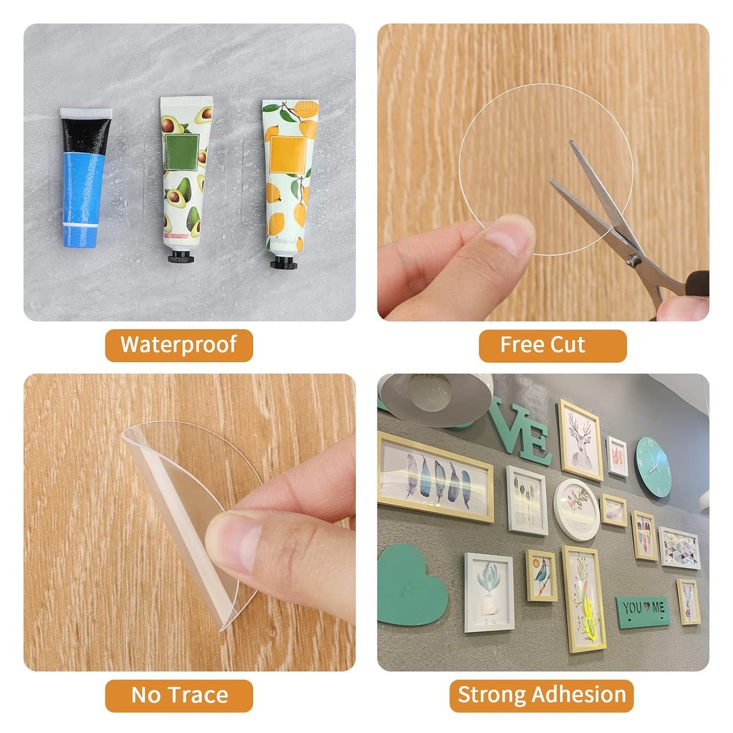 50PCS Heavy Duty Double Sided Adhesive Mounting Circle Tape- Waterproof,Strong Adhesion,Clear, High Strength,No Residue Removability for Hanging,Wall Mounting, Home Decor,Adhesive for Shower