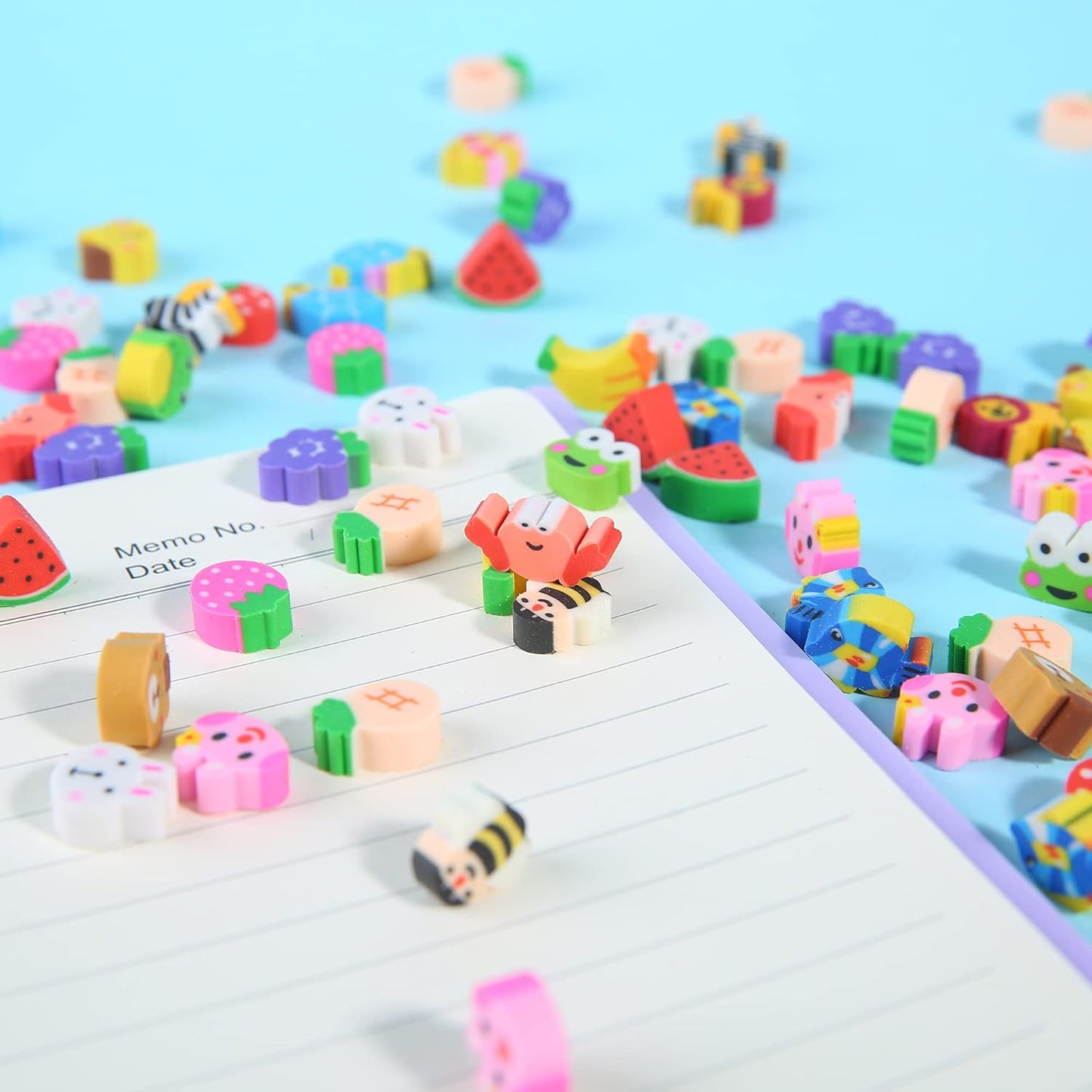 300 Pieces Mini Erasers for Kids, Bulk Small Animal Fruit Pencil Erasers Assortment for Home Rewards, School Supplies and Gift Filling