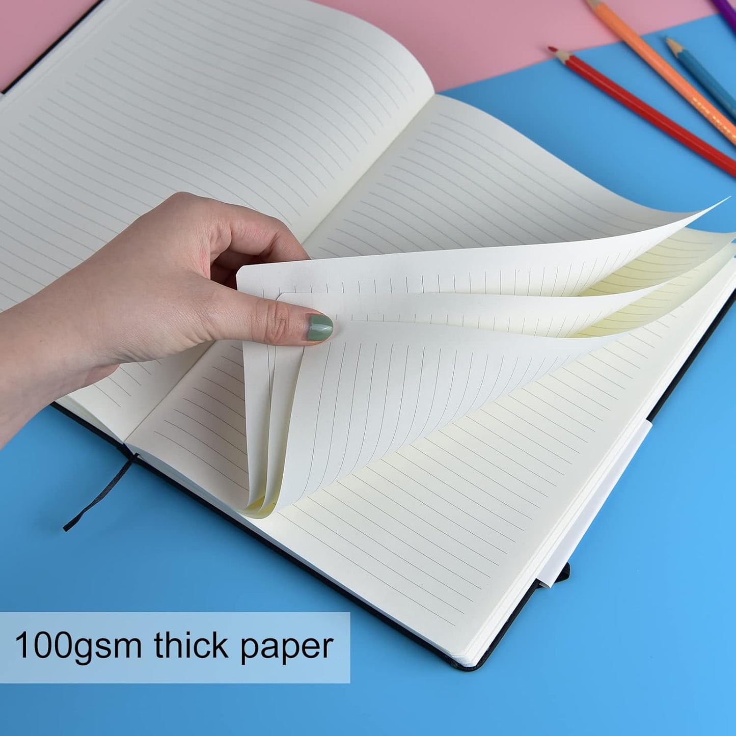 Coopay 6 Pack B5 Notebooks Journal College Ruled Composition Notebooks Classic Hardcover Lined Journals for Office Home School Business Writing Note Taking, 10.2" x 7.5", 100GSM Thick Paper (Black)