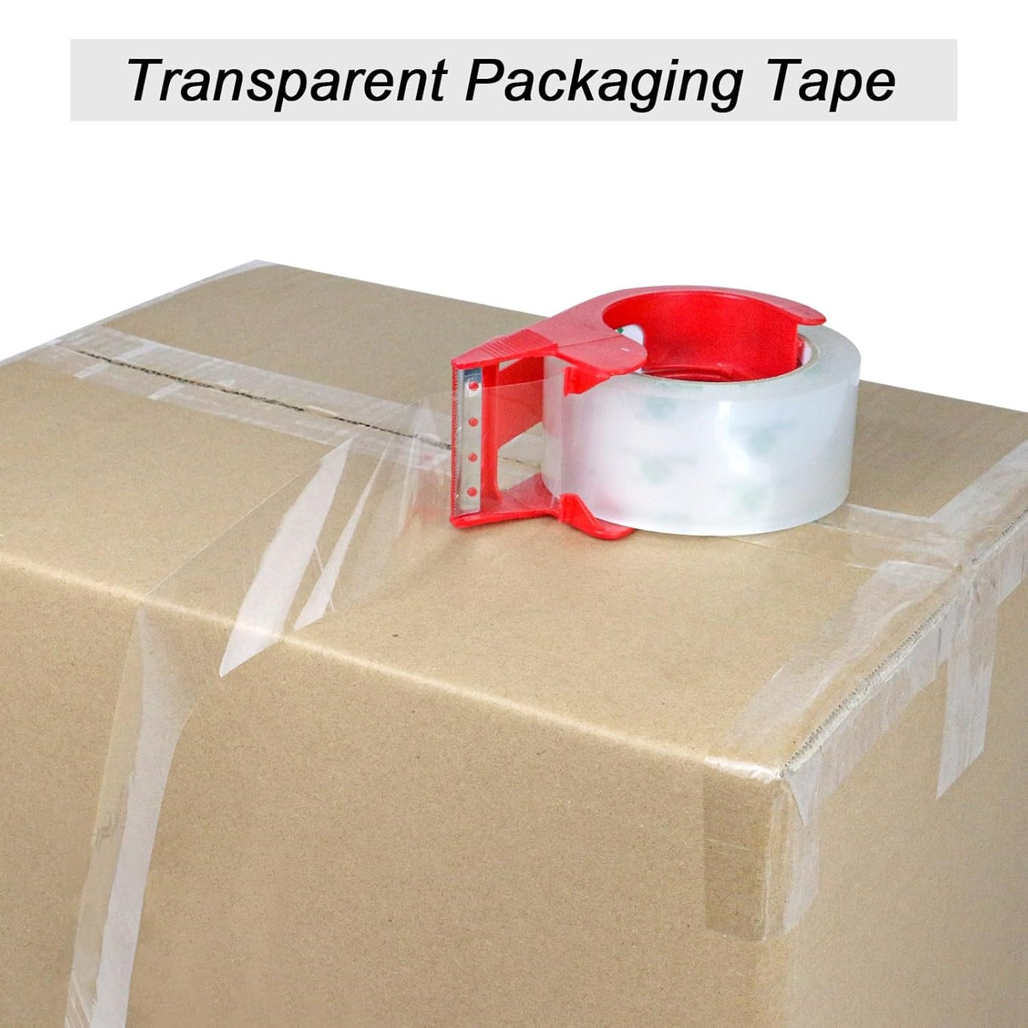 BOMEI PACK 12 Rolls Clear Packing Tape Rolls with Free Dispenser, Heavy Duty Refill Tape for Shipping Moving and Packaging, 2.4Mil 1.88 Inch x 60 Yard