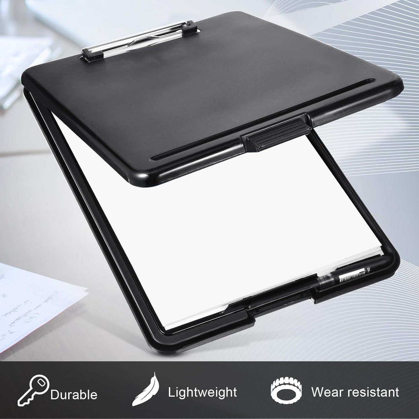 5 Pcs Clipboard with Storage Plastic Nursing Clipboard 9.5 x 13.5 Inch with Low Profile Clip Foldable Clip Board with Storage for Home Office Back to School Supplies