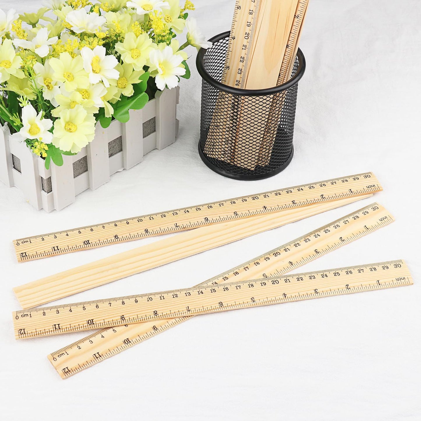 144 Packs Wooden Rulers, 12 Inch Double Sided Wood School Ruler for Home, Student, Office Use, 2 Scale,by,GNIEMCKIN