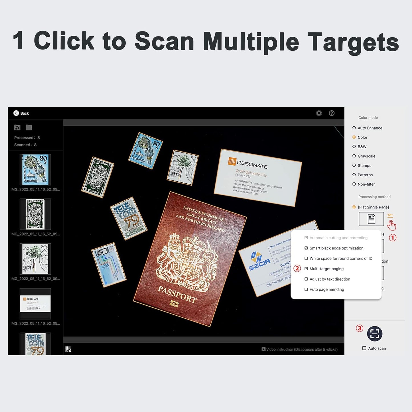 CZUR Lens800 Pro 8MP Portable Document Scanner & Document Camera, Travel-Friendly Mobile PDF Scanner, Capture Size A4, Fast Scan 1s/Page, Easy-to-Use OCR, for Mac & Windows