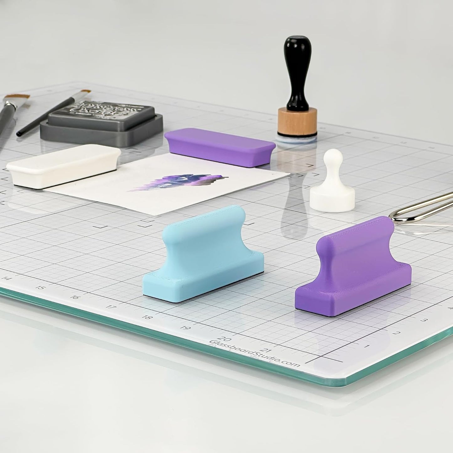 Glassboard Studio Mega Magnets - Neodymium - Heavy Duty, Colorful, Ergonomic, Ideal for Crafting, Quilting, and as Magnetic Knife Holders (2, Cherry Red Bar)