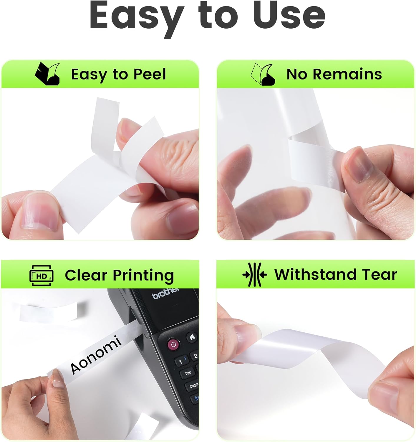 18mm 0.7 Laminated White Tape Replace for Brother Label Maker Tape TZe-241 Compatible with P-Touch TZ TZe 3/4" Black on White TZE241 for PT-D400 PTD410 PTD600 PT-D610BT Refills, Wonfoucs, 6-Pack