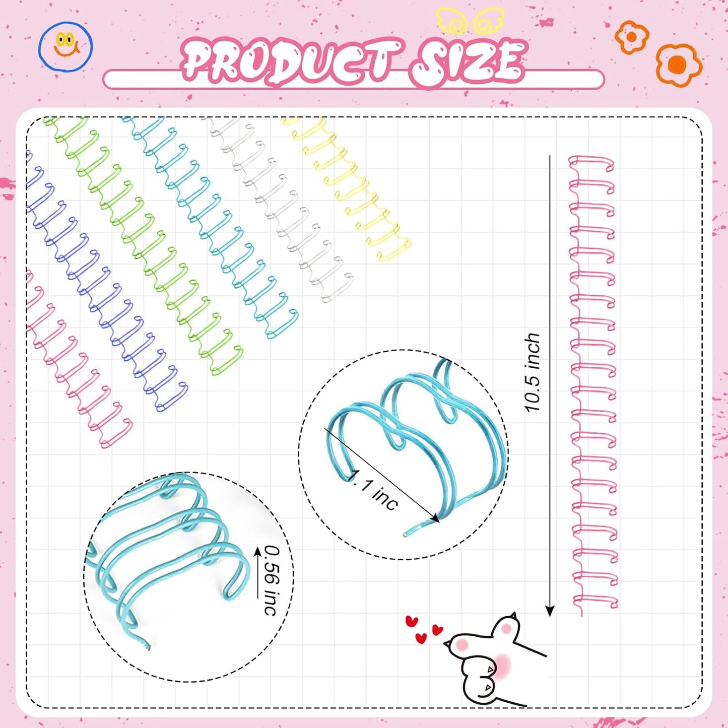 30Pcs Metal Double Loop Binding Wires Double Spiral Binding Ring Coil, 9/16" 23 Holes, 2:1 Pitch Cinch Binding Machine Wire for Teacher Student Document Notebook File Making (Iridescence)