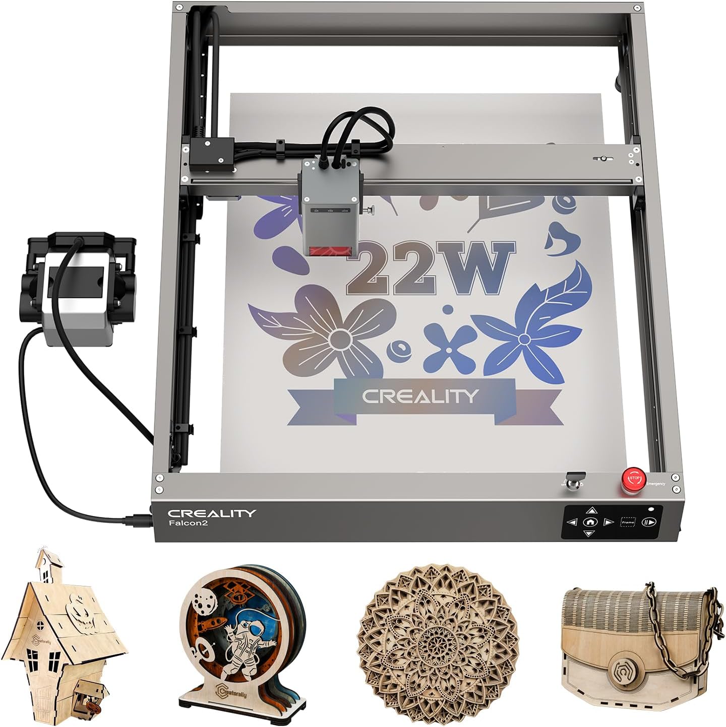 Creality Laser Engraver 22W Output, 120W High Power Laser Engraving Machine, CNC Laser Cutter and Engraver Machine for Metal and Wood, Paper, Acrylic, Glass, Leather etc, 17" x 16"
