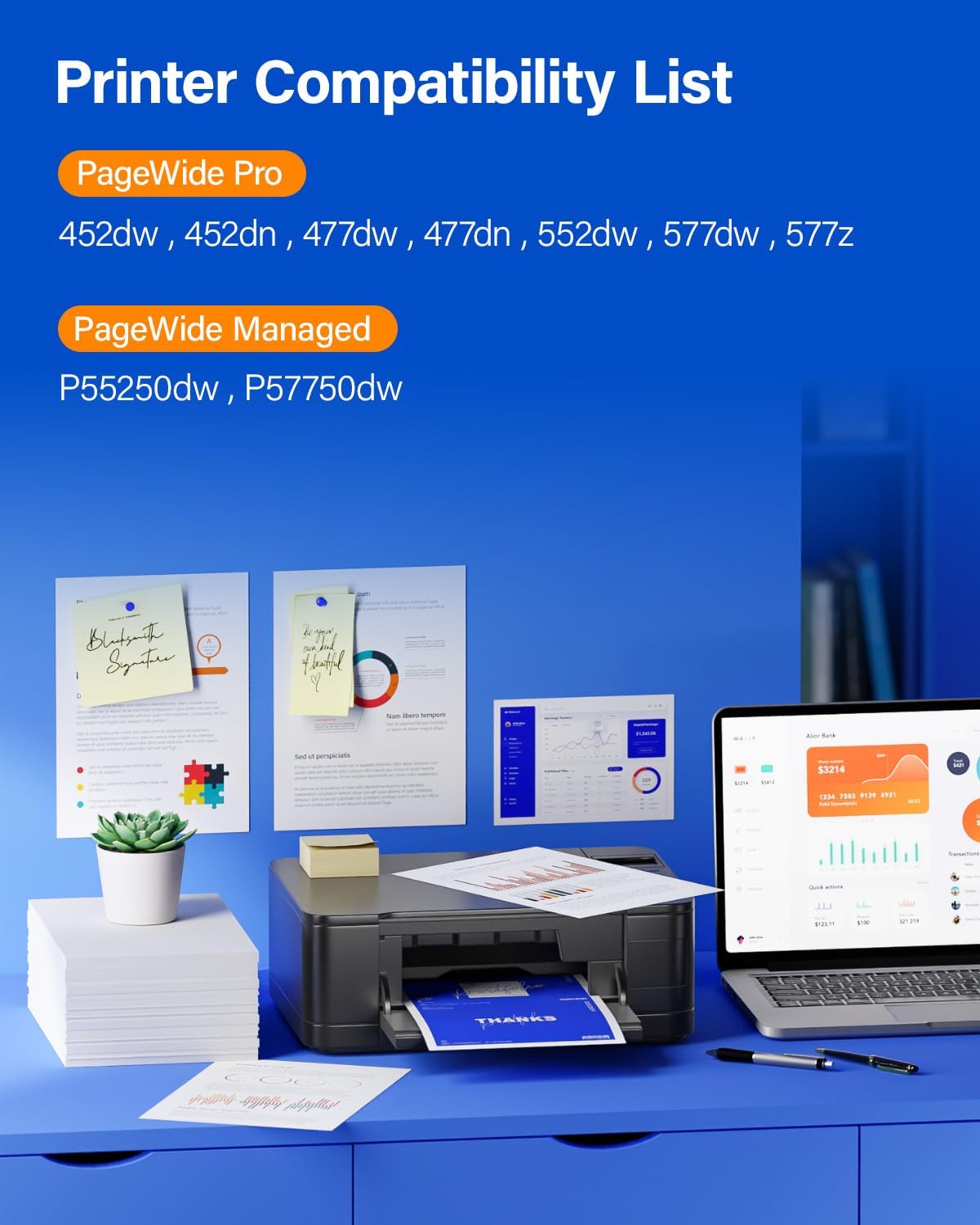 972X Ink Cartridges High Yield 4-Pack with chip Compatible Replacement for HP 972X 972A 972 use with HP Pagewide Pro 477dw 577dw 477dn 452dn 452dw 552dw 577z P55250dw Printer Black Cyan Magenta Yellow