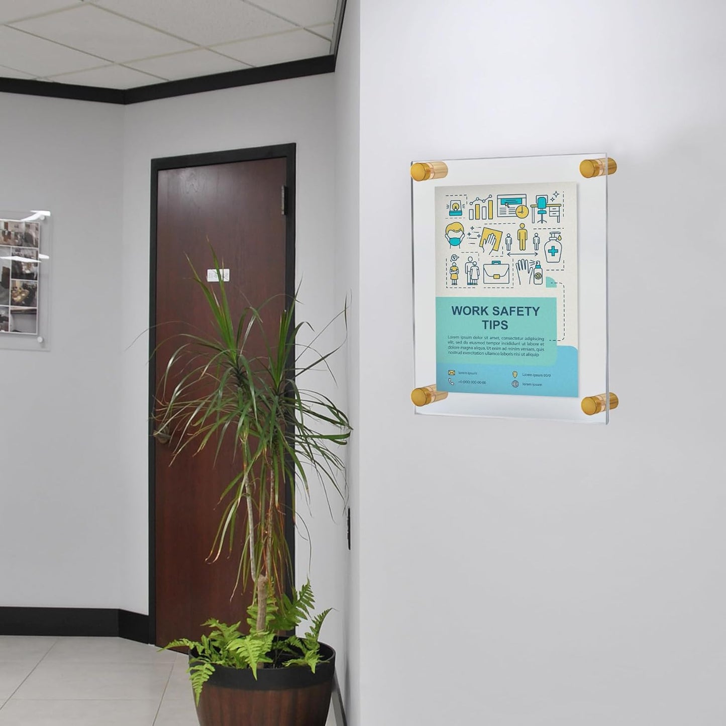 Azar Displays 105506-GLD Acrylic Floating Double Panel Wall Frame,8.5" x 14" Graphic Size, Overall Frame Size: 12" x 18", Gold