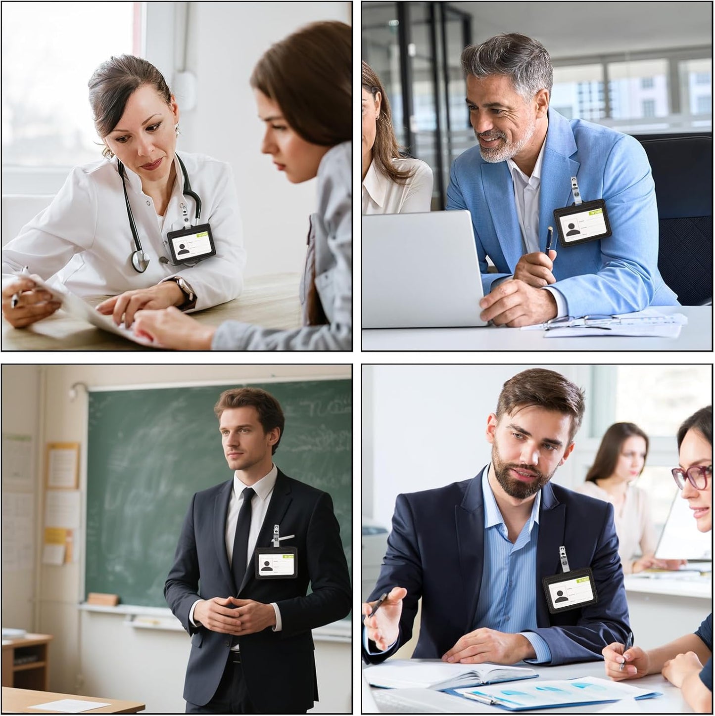 500 Pcs Metal Badge Clips with Clear PVC Straps Double Hole ID Badge Clips for ID Cards and Badge Holders Name Tags Work Office Supplies