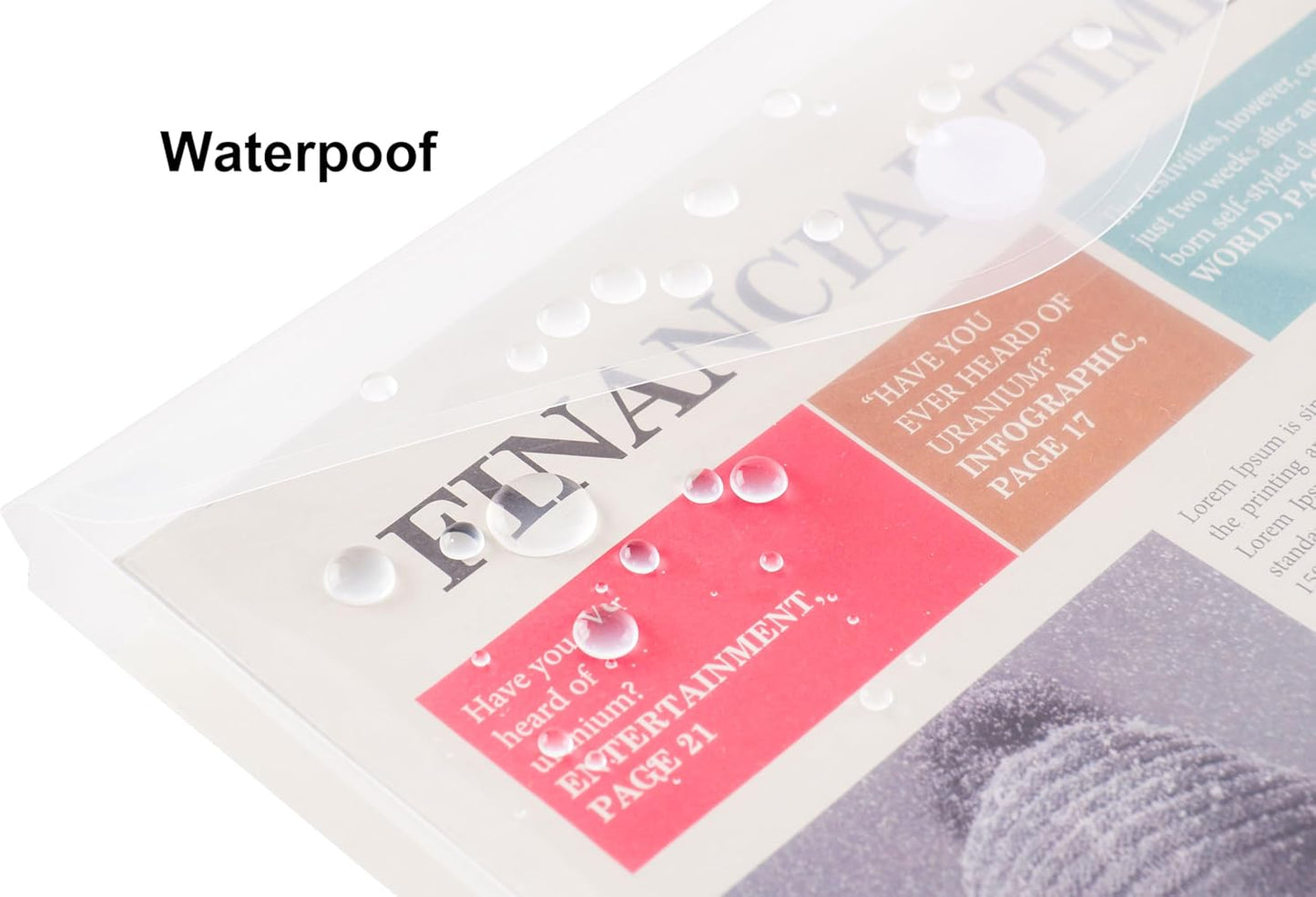 8.5 x 11 Letter Sized Clear Plastic Envelopes with Expanding Gusset Document File Storage Holder 20 Pack Hook Loop Closure