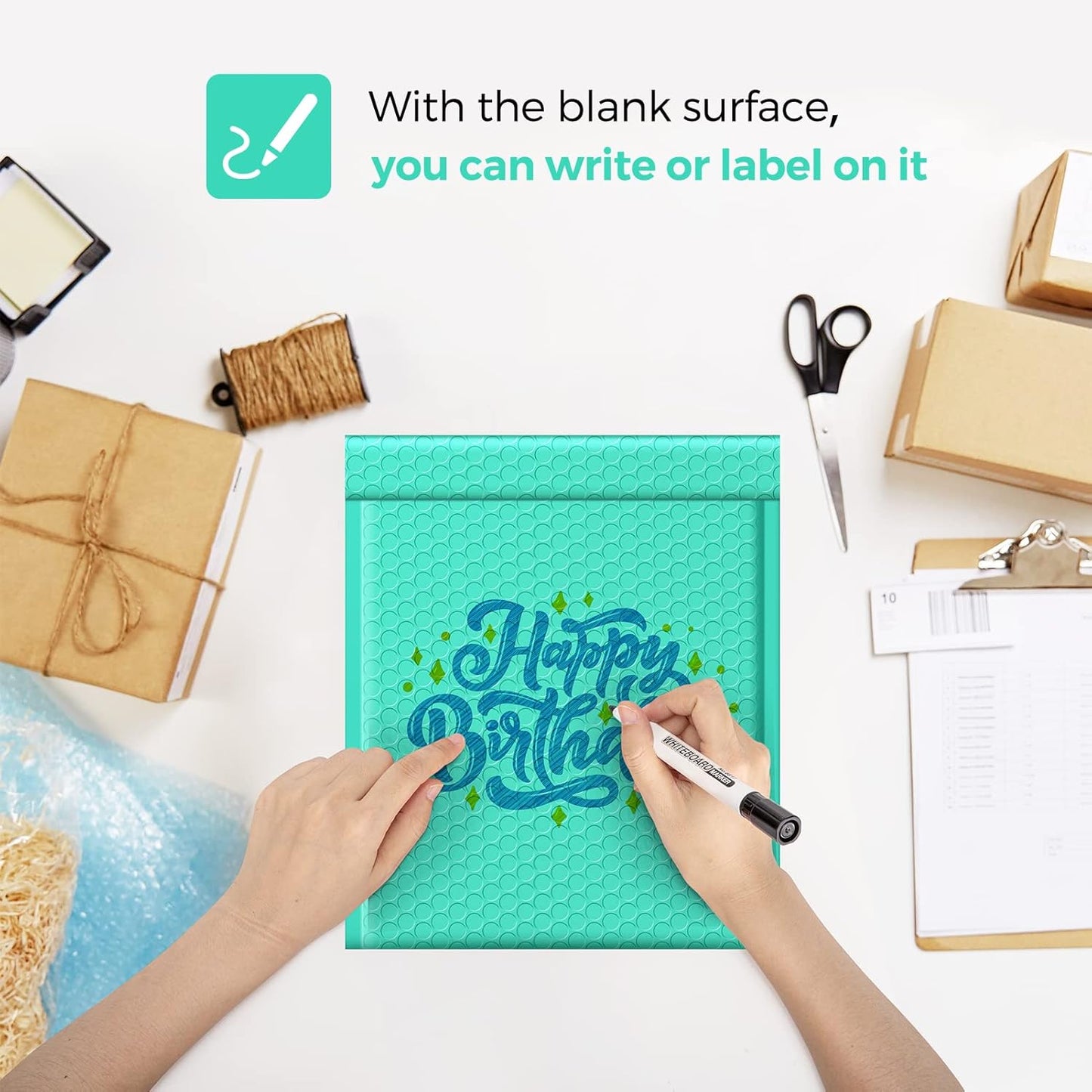 Fuxury Bubble Mailers 8.5x12 Inch 25 Pack, Strong Adhesion Padded Envelopes #2,Self Seal Bubble Envelopes, Waterproof Padded Mailers Packaging for Small Business,Books,Clothes, Makeup Supplies,Teal