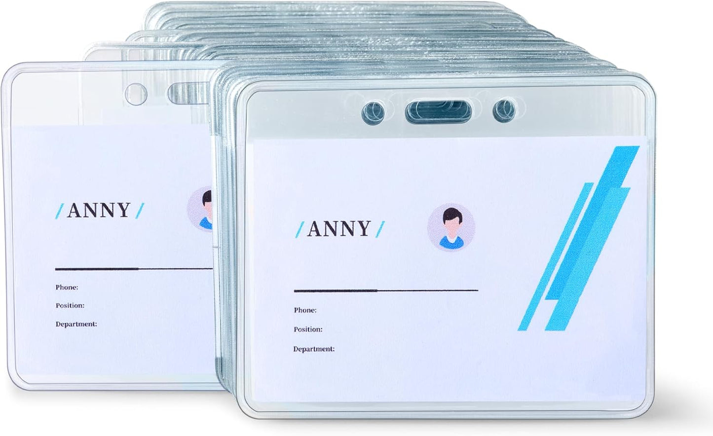 Amazon Basics ID Badge Holders, Horizontal Clear Plastic 3.38" x 2.38", Pack of 50