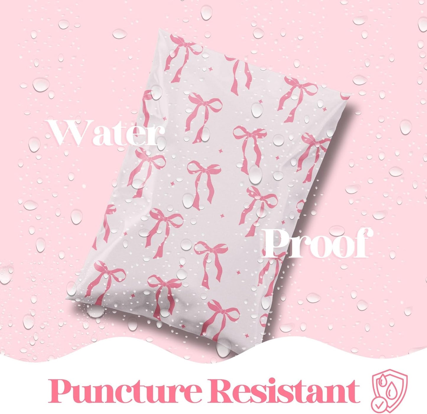 14.5x19 Designer Poly Mailer 100 Pack Heavy Duty Waterproof Self Seal Shipping Bags for Small Business Large Mailing Envelopes Bulk Tear Resistant Packaging Pink Bows Coquette