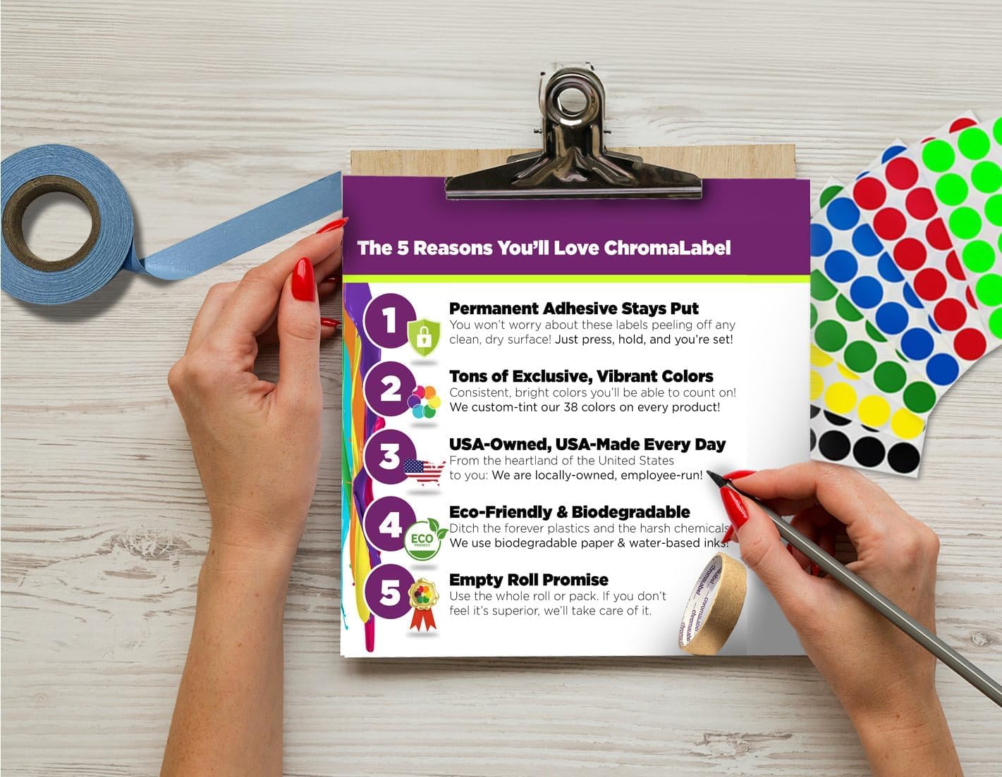 ChromaLabel 2 Inch Round Colored Stickers, Permanent Sticky Dots Color Coding Labels, Dot Stickers for Office and School Projects - 500 Dot Labels per Roll, Light Blue Sticker Dots - Case of 5