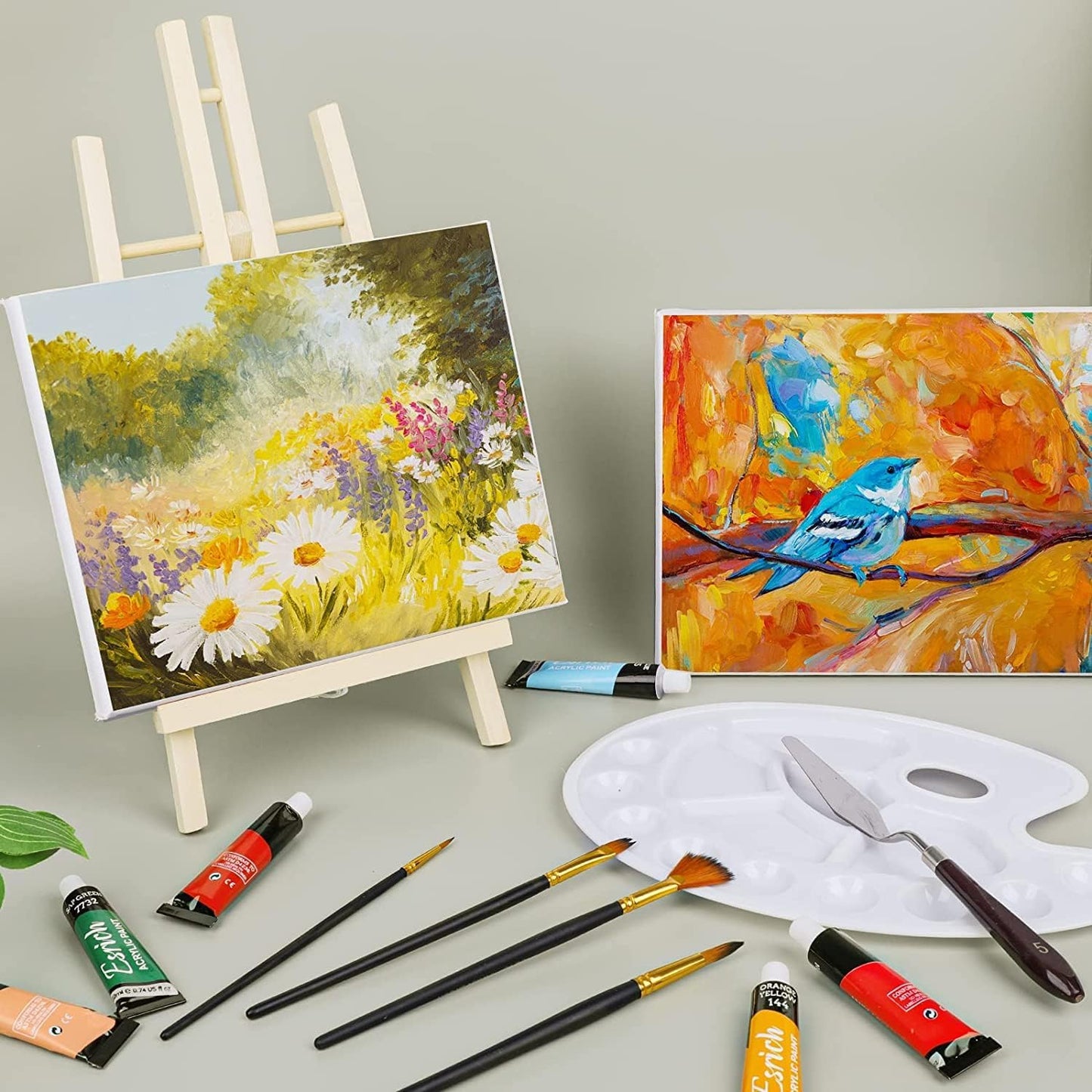 AROIC Wood Easels, Easel Stand for Painting Canvases, Art, and Crafts. (11.8 inch, 4 Pack), Tripod, Painting Party Easel, Kids Student Table School Desktop, Portable Canvas Photo Picture Sign Holder