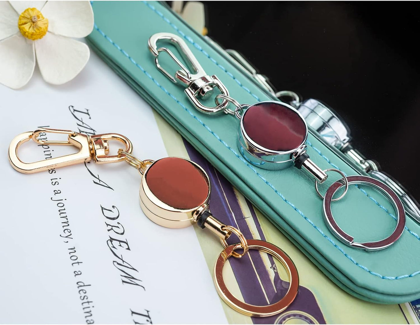 bolimoss 3 Pack Retractable Keychain, Retractable Badge Holder, Badge Reel for Id Card Holders, Id Card Holder （Black）