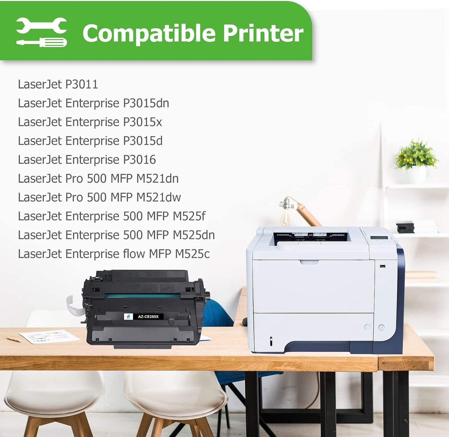 Aztech Compatible Toner Cartridge Replacement for HP CE255X 55X CE255A 55A LaserJet Enterprise P3015dn P3015x LaserJet Pro 500 MFP M521dn M521dw (Black, 2-Packs)