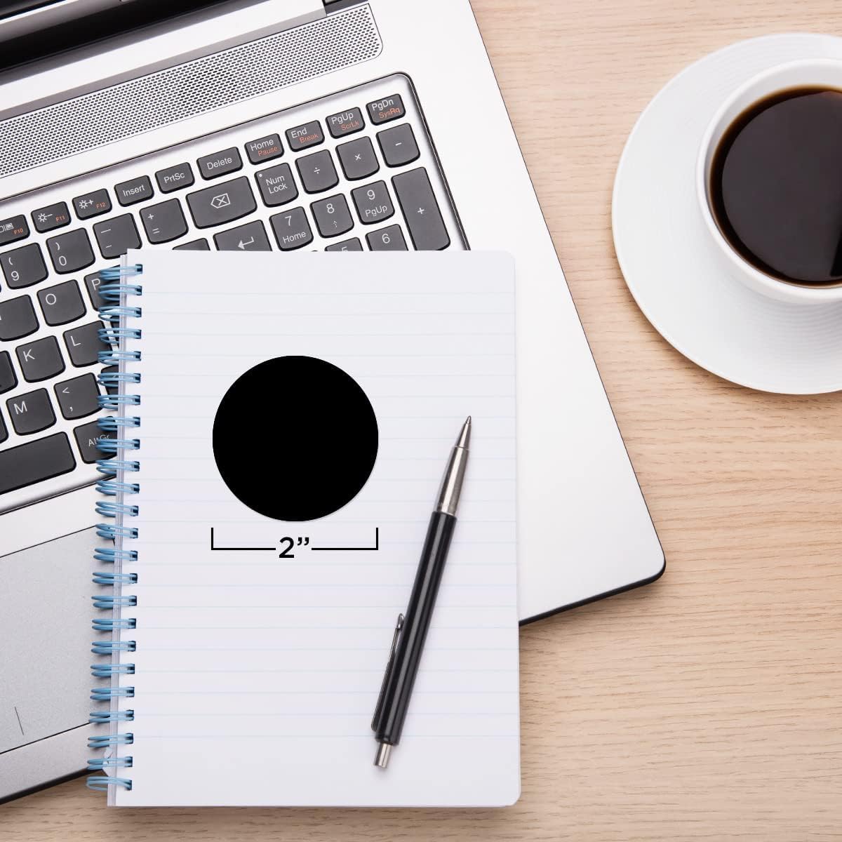 ChromaLabel 2 Inch Circle Sticker Labels, Easy to Write On Round Colored Stickers, Permanent Adhesive Labels - 500 Sticky Dots per Roll, Black Dot Stickers