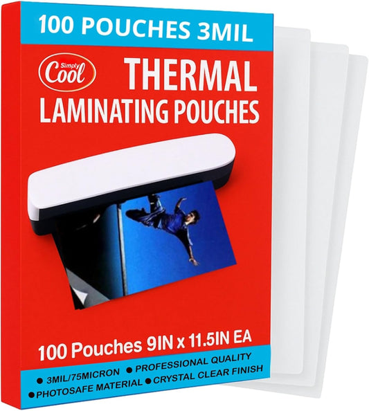 3MIL Thermal Laminating Sheets (100 Count) 9x11.5 inch, Letter Size, Dry-Erase Friendly Laminating Pouches, Compatible with Laminator, Crystal, Clear Laminated Finish