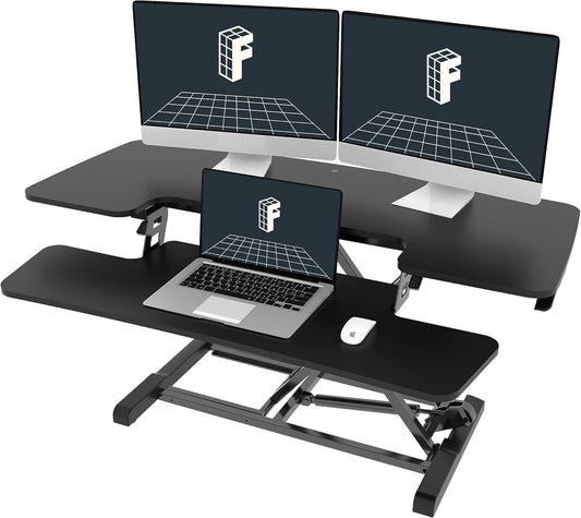 FLEXISPOT Standing Desk Converter 40in Sit to Stand up Desk Riser Height Adjustable Computer Workstation with Spacious 2-Tier Desktop Black