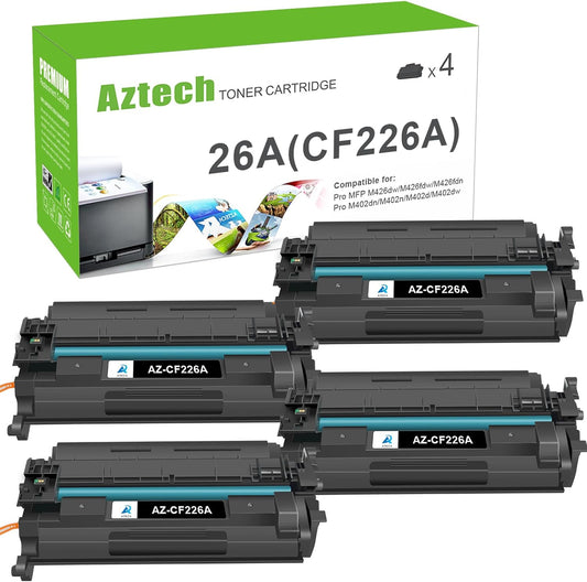 Aztech Compatible Toner Cartridge Replacement for HP 26A CF226A Pro M402n M402dw M402dn Pro MFP M426fdw M426fdn M426dw Printer (Black 4-Pack)