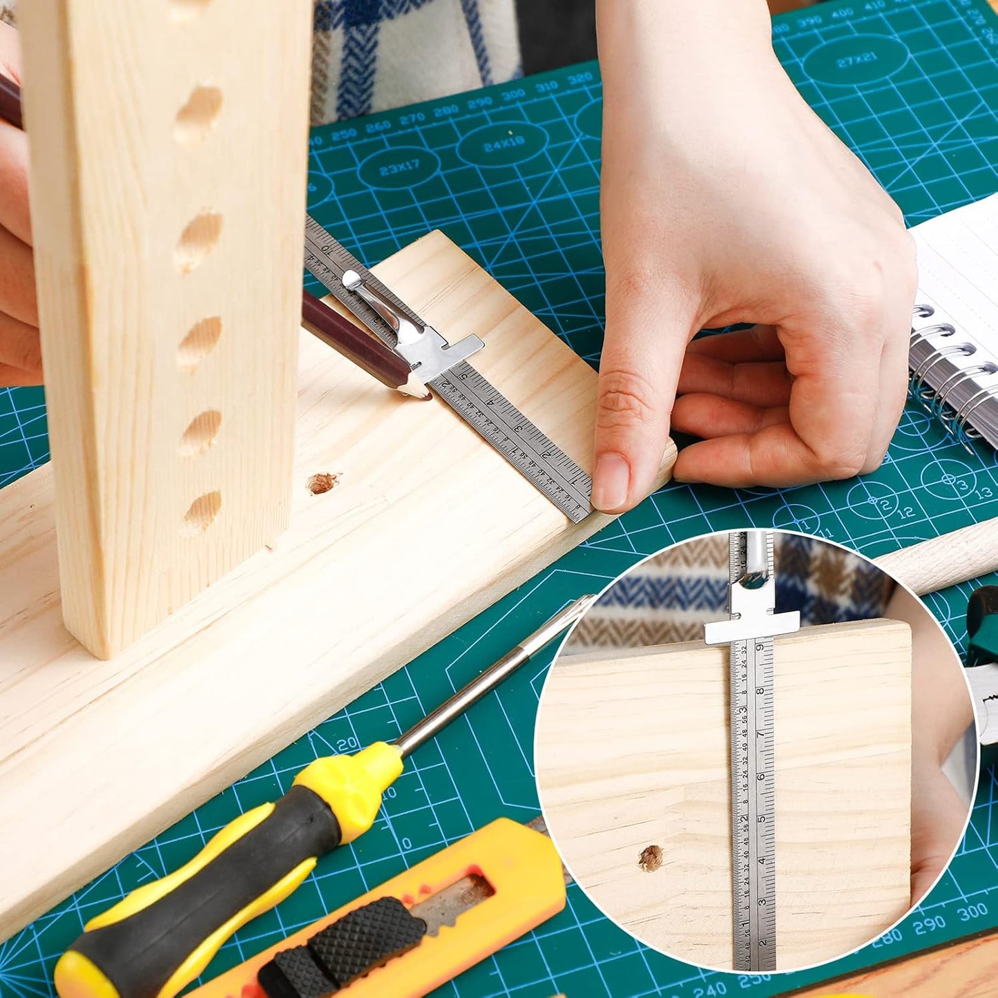 6 Inch 15 cm Pocket Ruler Flexible Precision Stainless Steel Ruler with Detachable Clips Stainless Steel Pocket Clip Scale Gauge Metric British System(15 Pieces)