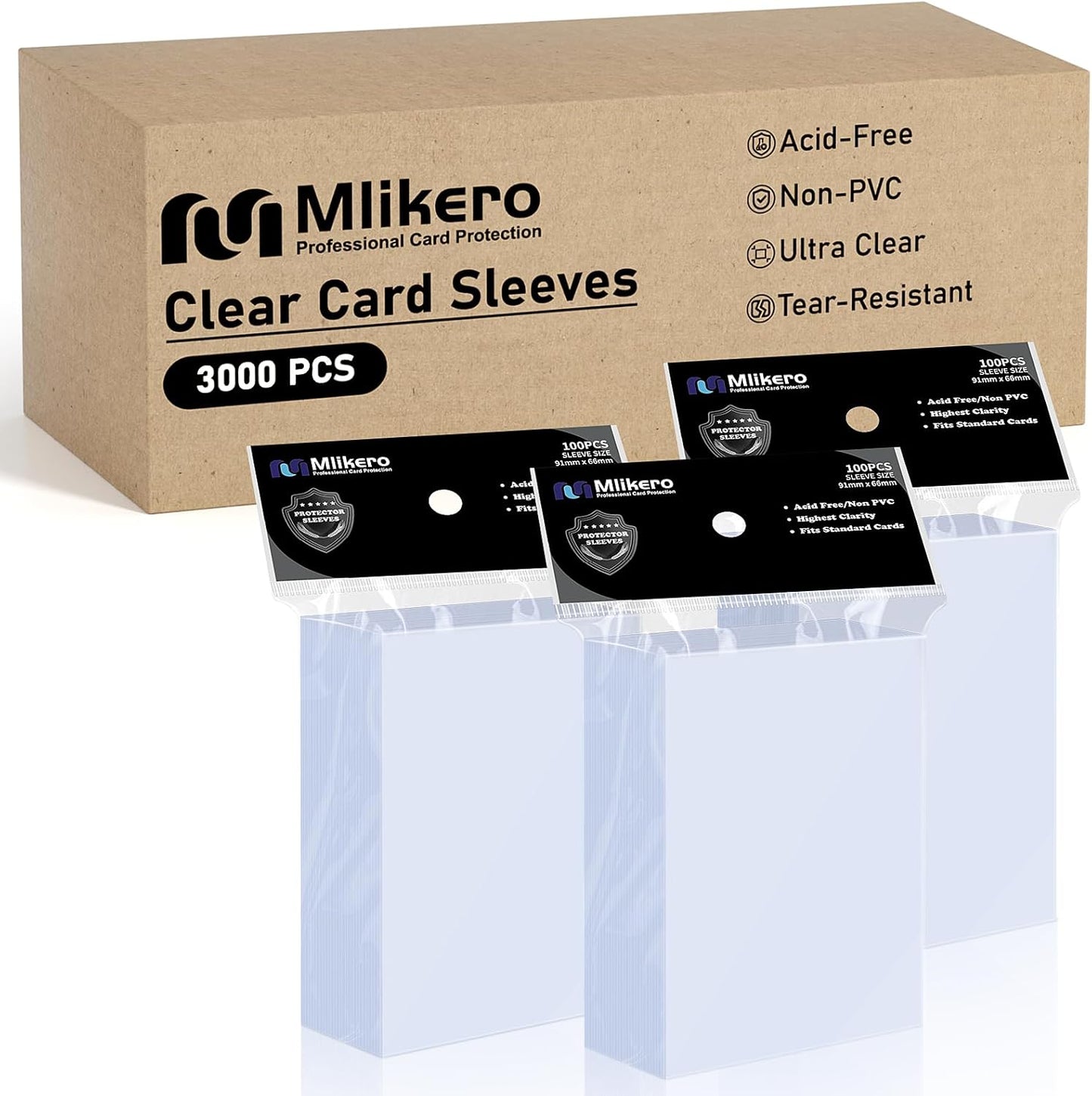 3000 Counts Card Sleeves, Clear Penny Sleeves for Trading Cards, Baseball Card Sleeves, Soft Trading Cards Sleeve Fit for MTG, TCG, Baseball Cards, Football Cards, Game Cards