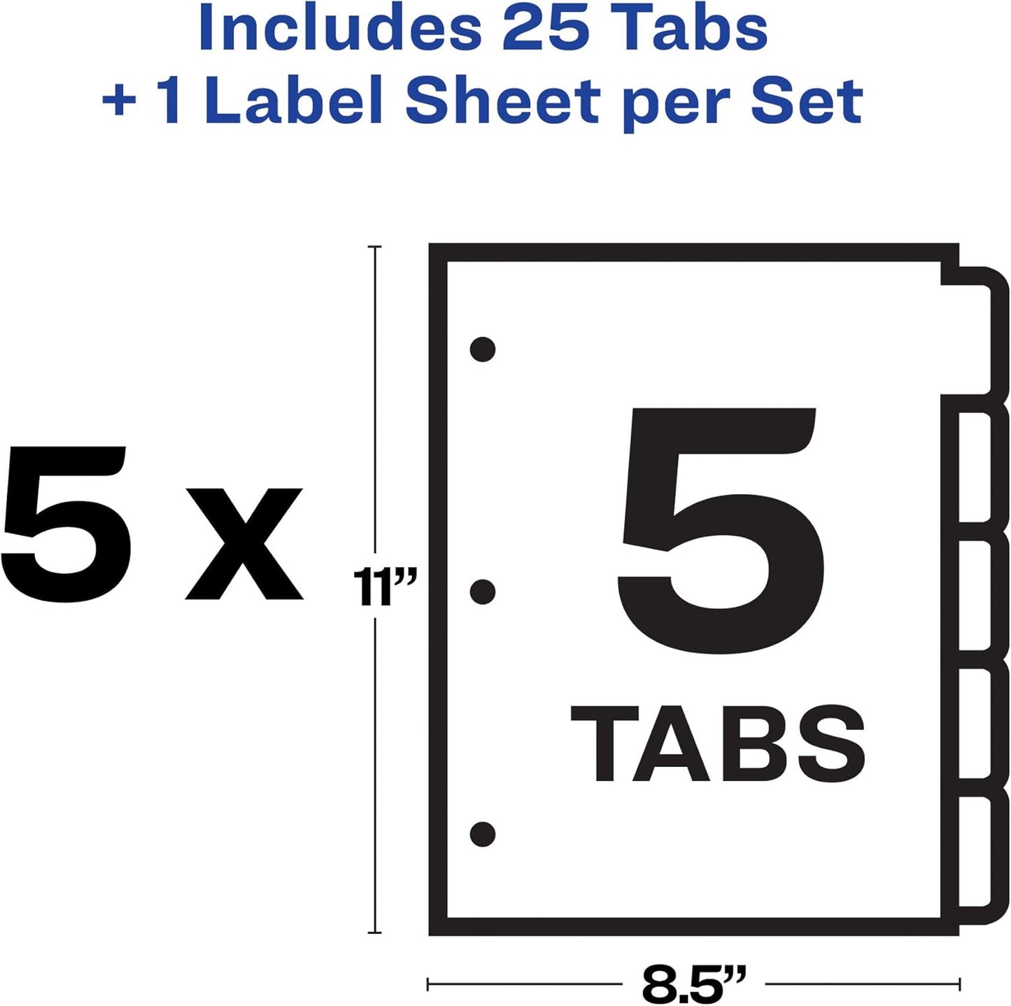 Avery Heavy-Duty View 3 Ring Binder with 1 Inch Rings, 5 Tab Easy Print & Apply Clear Label Binder Dividers, Office Supplies Set (01687)