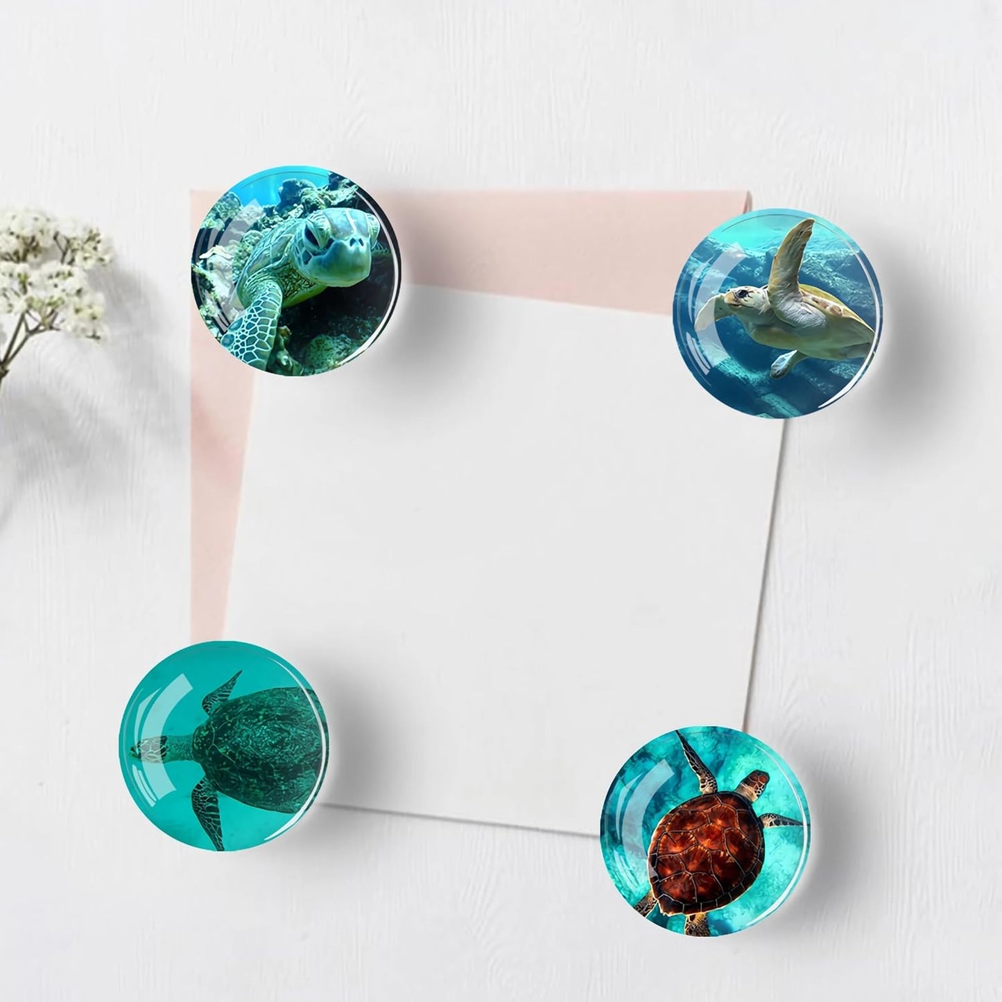 12Pcs Glass Refrigerator Magnet Fridge Sticker,Turtle Fridge Magnets Decoration for Crafts,Strong Fridge Magnets for Kitchen, School,Office Whiteboard, Cabinet and Dishwasher