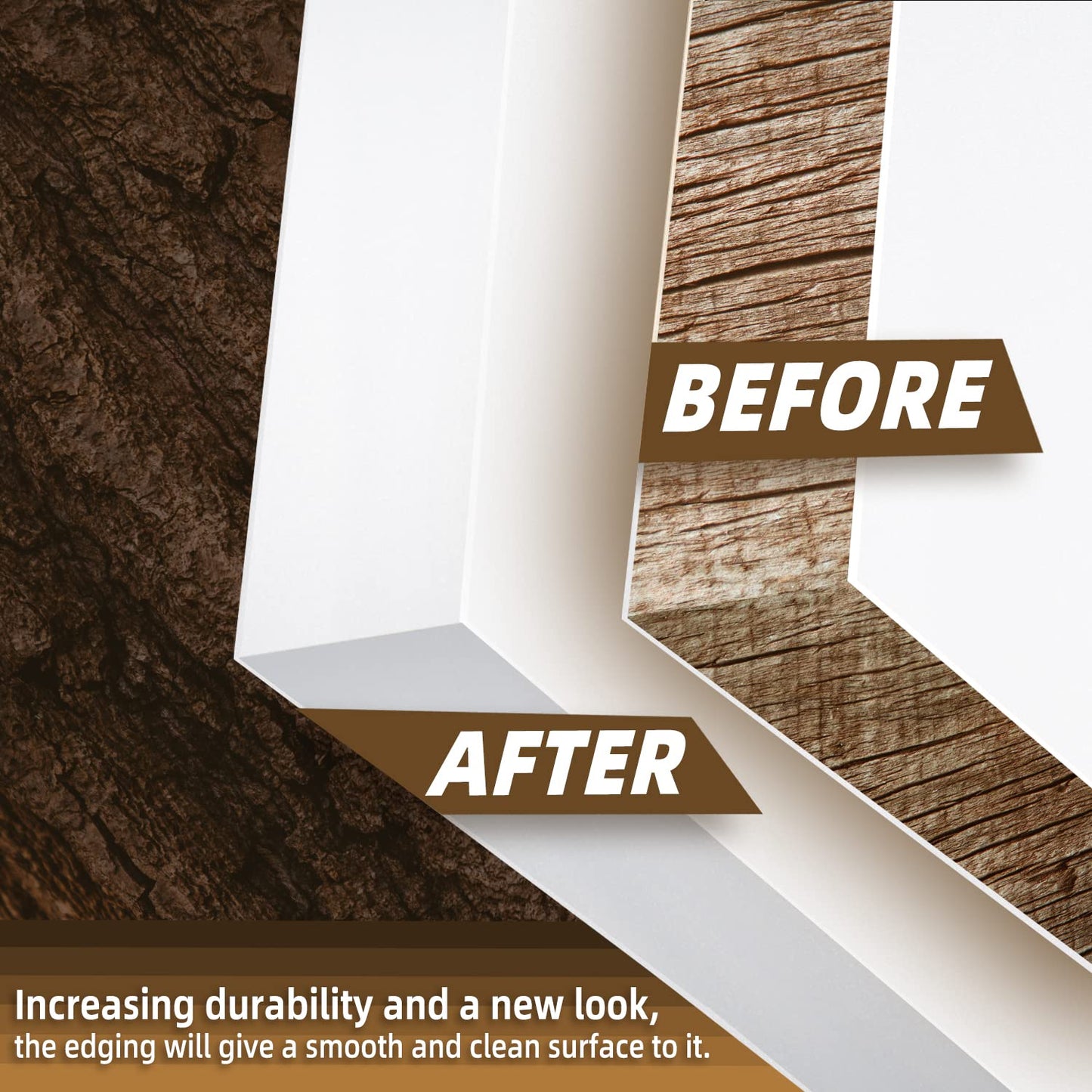 GSCIT Club White Edge Banding, 7/8 inch x 50ft Melamine Edge Banding with Hot Melt Adhesive Preglued Cabinet Edge Banding Flexible White Veneer