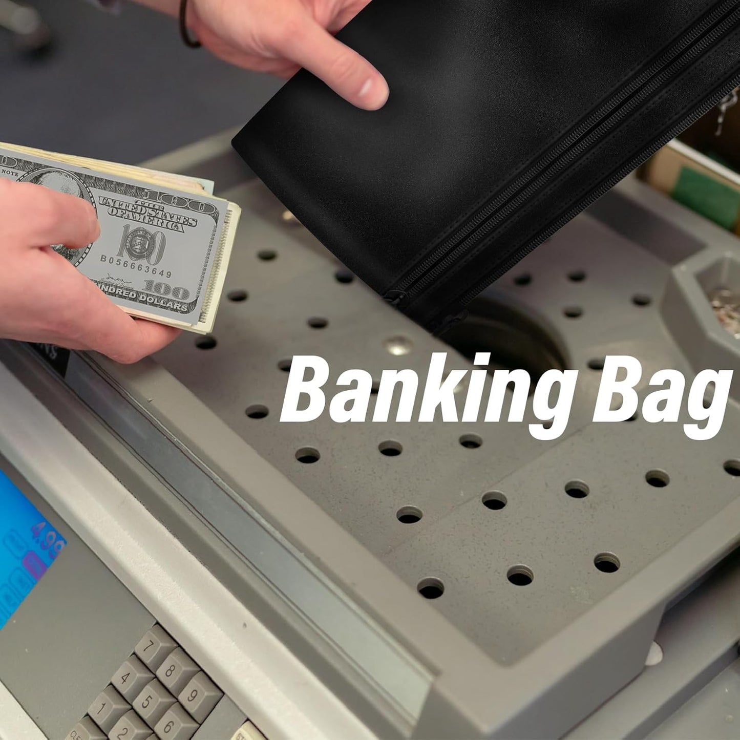 HAUTOCO 4 Pack Money Bag with Zipper 11x6.1 inch Money Pouch with Lined PU Leather Bank Bag Two Pockets Utility Wallet for Cash Check Receipt Coins Cosmetics, Multicolor