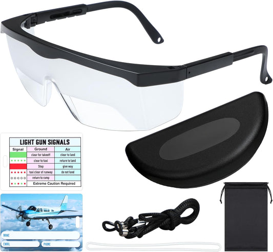 Aviation Flight Training Glasses Adjustable View Limiting Goggles Device with Glasses Box and Tag(Clear)