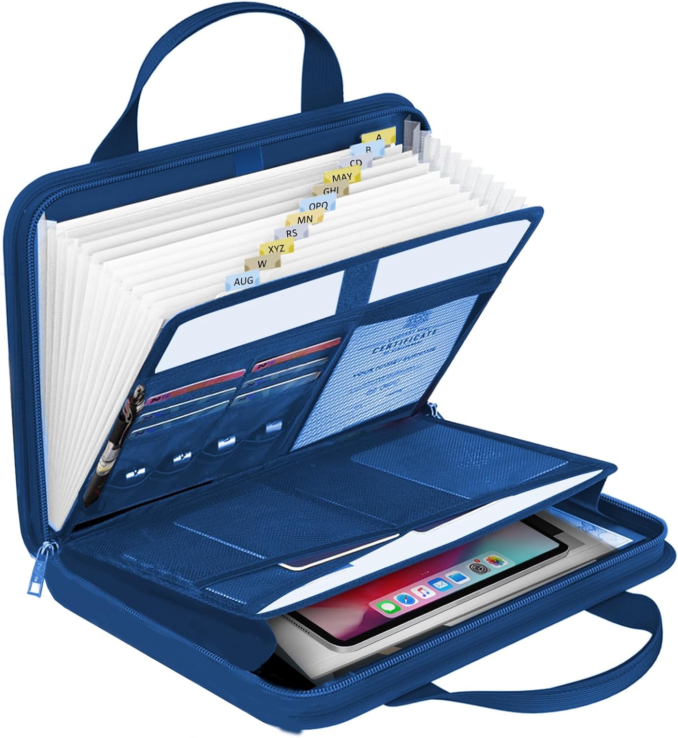 File Organizer Fireproof Expanding Accordion File Folder with Zipper Labels13 Pockets Document Organizer Holder Storage Box Bag for Business Office Receipt Home Travel