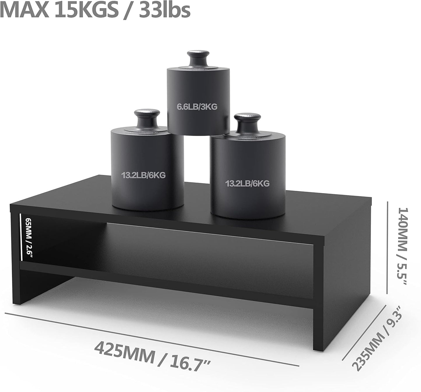 FITUEYES Monitor Stand - 2 Tier Computer Monitor Riser Shelf, Wood Desktop Stand for Laptop Computer Screen, Desk Organization, Office Supplies