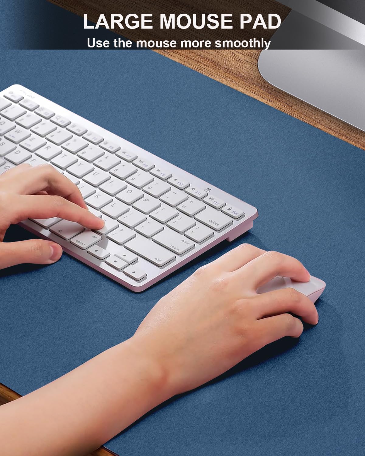 Desk mat Large, Leather Desk Pad Protector,Office Desk Mat,Mouse Pad, Non-Slip Desk Blotter, Laptop Desk Pad, Waterproof Desk Writing Pad for Office&Home (Grey Blue, 48" x 24")