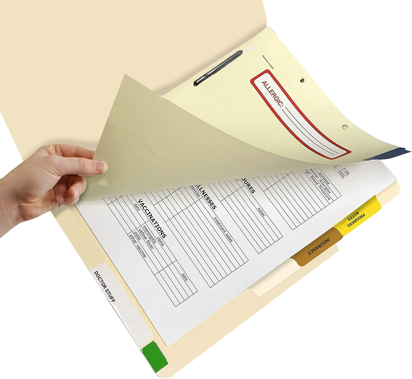 Doctor Stuff - Stock Medical Chart Dividers, 100 Sets of 4 Popular Healthcare Index Tabs, Side Tab, 9" x 11", File Folder Organizer for Nursing Patient Charts and Medical Records