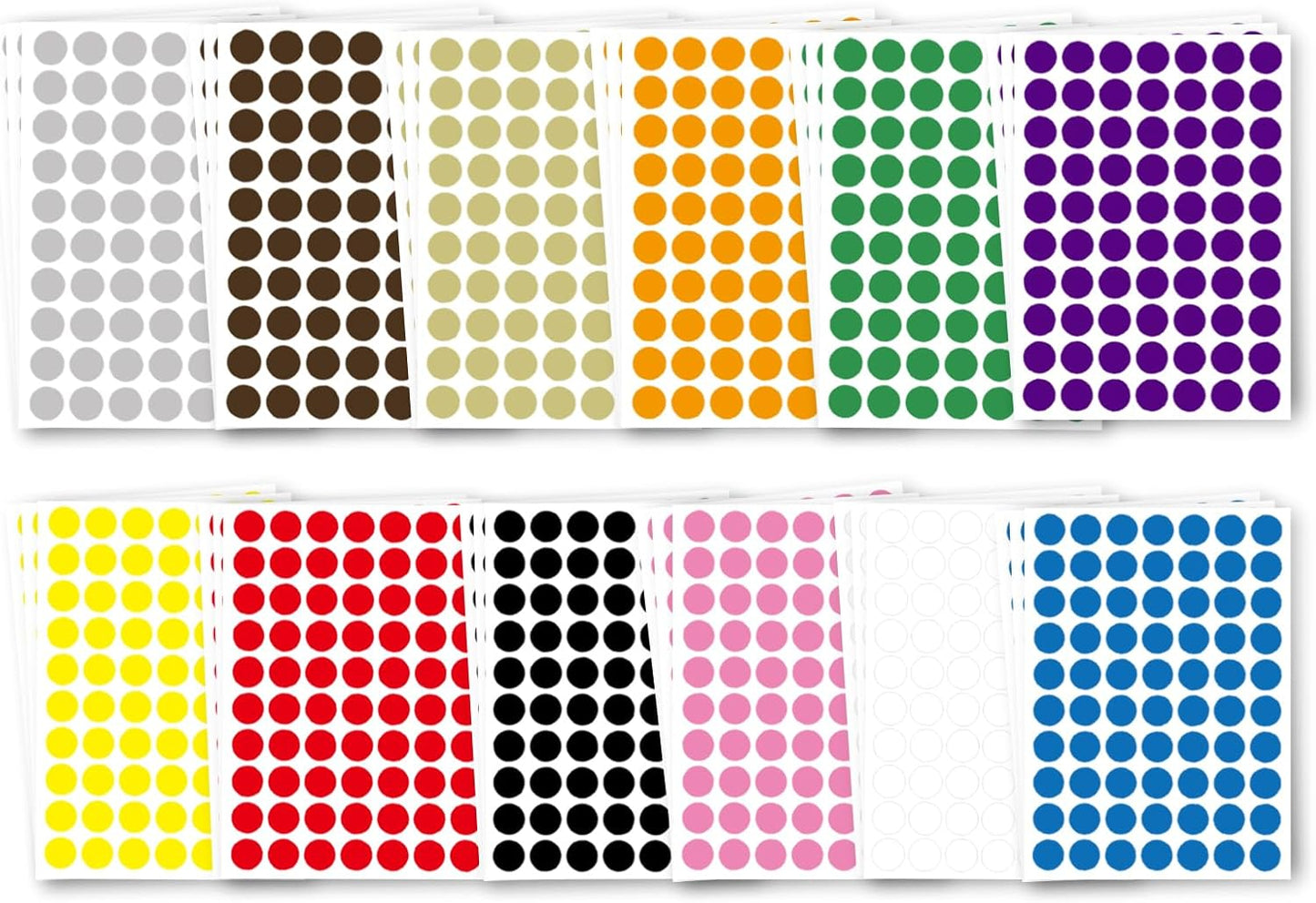 2520 PCS Colored Dot Stickers, 1/2'' Small Colored Dot Stickers Round Labels - 12 Colors